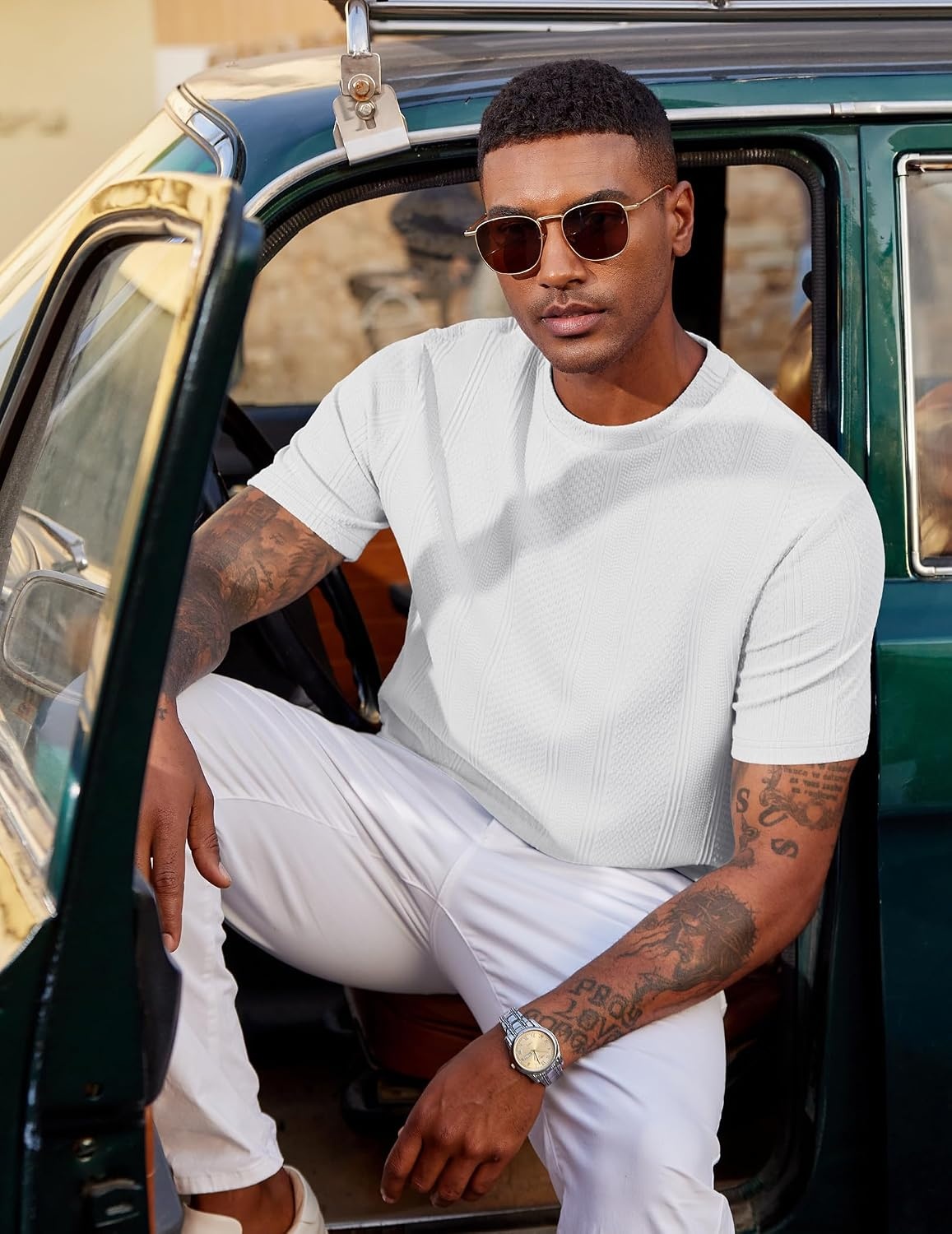 image:imageCOOFANDY Mens T Shirts Short Sleeve Casual Crewneck Pullover Tees Textured Shirts Classic Knit Summer Top Bassic Loose Tee Soft Breathable Fashion Daily Work VacationWhite