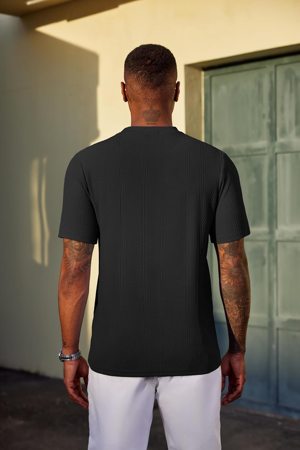 image:imageCOOFANDY Mens T Shirts Short Sleeve Casual Crewneck Pullover Tees Textured Shirts Classic Knit Summer Top Bassic Loose Tee Soft Breathable Fashion Daily Work VacationBlack
