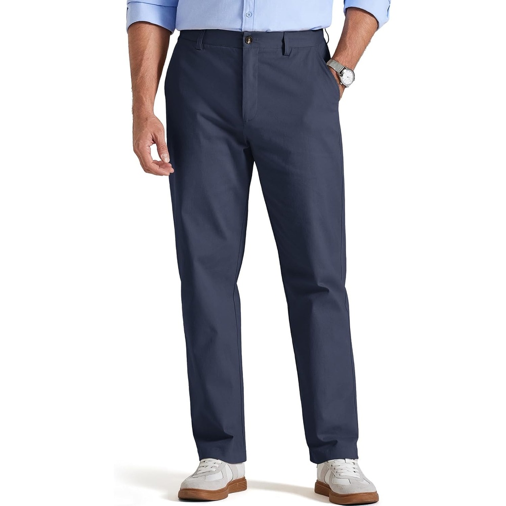 image:imageCOOFANDY Mens Chino Pants Classic Fit Comfy Stretch Slacks Business Casual Clean Straight Leg Textured Cotton Twill Easy to Style AllSeason VersatilityNavy