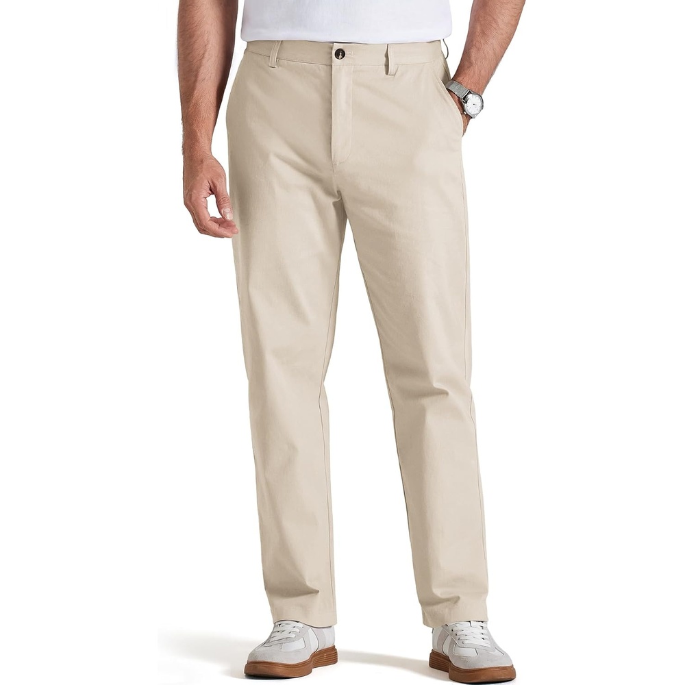 image:imageCOOFANDY Mens Chino Pants Classic Fit Comfy Stretch Slacks Business Casual Clean Straight Leg Textured Cotton Twill Easy to Style AllSeason VersatilityKhaki Beige