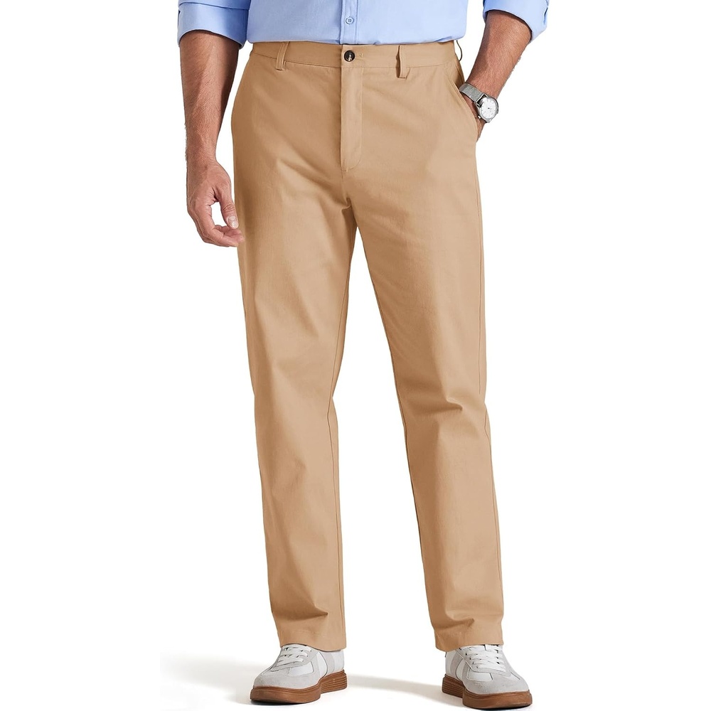 image:imageCOOFANDY Mens Chino Pants Classic Fit Comfy Stretch Slacks Business Casual  Clean Straight Leg Textured Cotton Twill Easy to Style AllSeason VersatilityKhaki