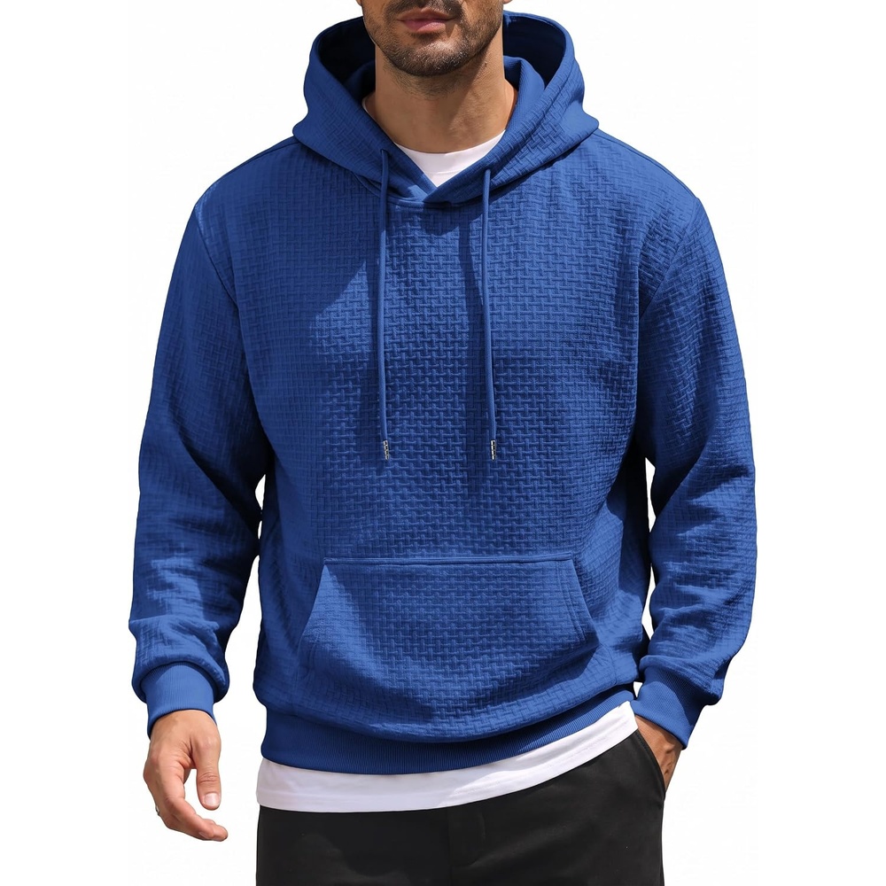 image:imageCOOFANDY Mens Hoodie Pullover Casual Hooded Sweatshirt Kangaroo Pocket Mens Hoodie Lightweight Pullover with Kangaroo Pocket Soft Knit Fabric Ideal for Casual Daily Wear Weekend TravelRoyal Blue