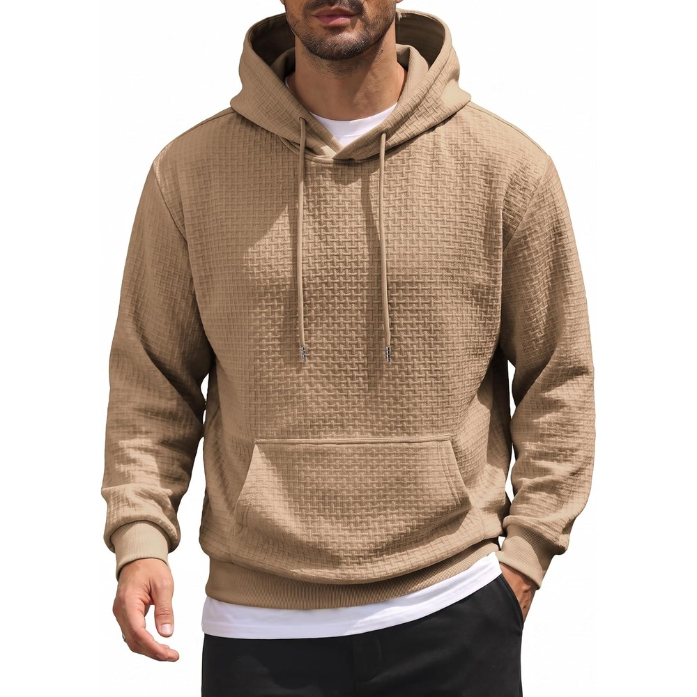 image:imageCOOFANDY Mens Hoodie Pullover Casual Hooded Sweatshirt Kangaroo Pocket Mens Hoodie Lightweight Pullover with Kangaroo Pocket Soft Knit Fabric Ideal for Casual Daily Wear Weekend TravelCamel