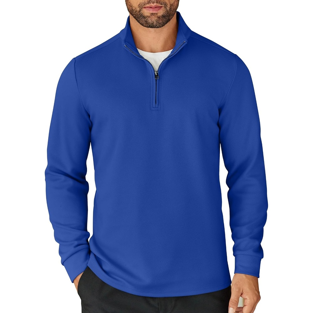 image:imageCOOFANDY Mens Quarter Zip Up Pullover Lightweight Mock Neck Sweatshirt Half ZipLightweightMock NeckCasualSoft fabricSimple and ClassicBlue