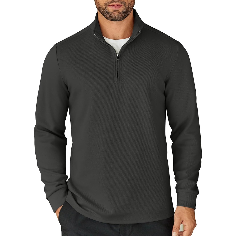 image:imageCOOFANDY Mens Quarter Zip Up Pullover Lightweight Mock Neck Sweatshirt Half ZipLightweightMock NeckCasualSoft fabricSimple and ClassicDrak Grey