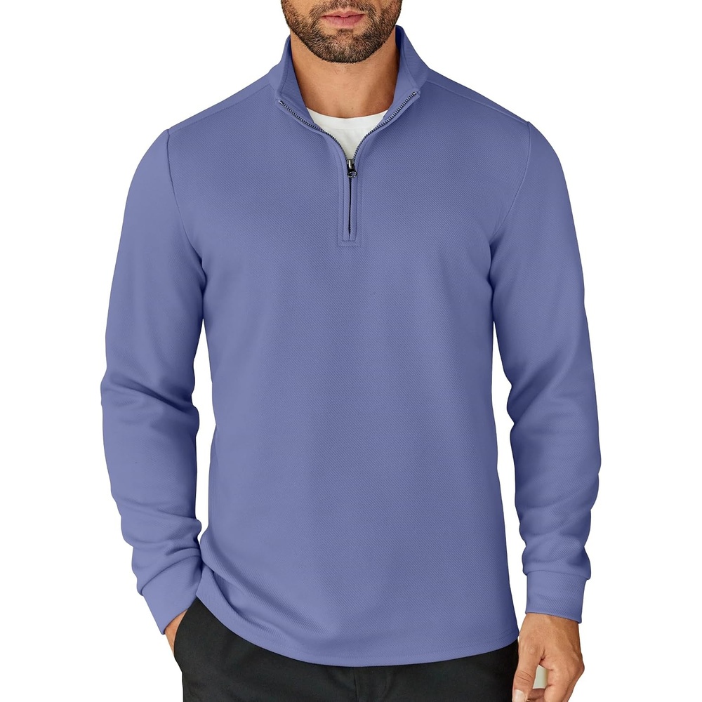 image:imageCOOFANDY Mens Quarter Zip Up Pullover Lightweight Mock Neck Sweatshirt  Half ZipLightweightMock NeckCasualSoft fabricSimple and ClassicGrey Blue