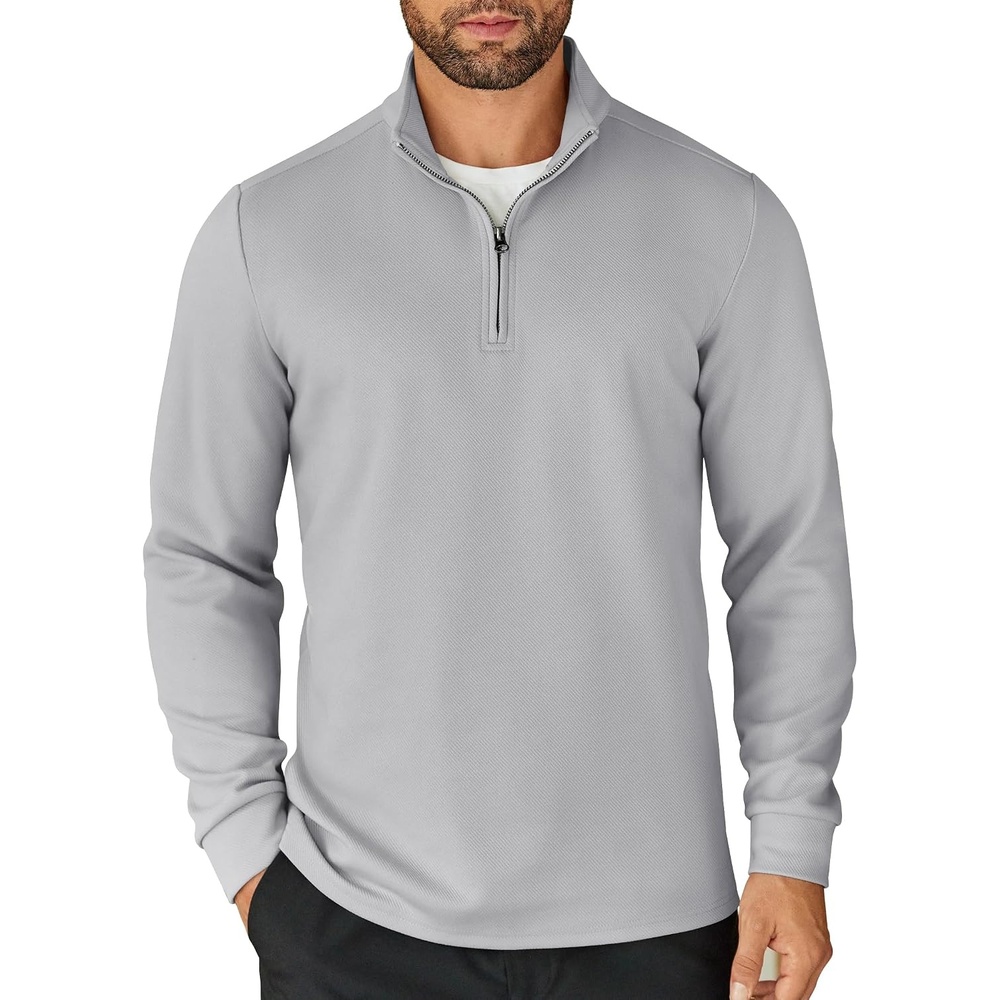 image:imageCOOFANDY Mens Quarter Zip Up Pullover Lightweight Mock Neck Sweatshirt Half ZipLightweightMock NeckCasualSoft fabricSimple and ClassicPale Grey