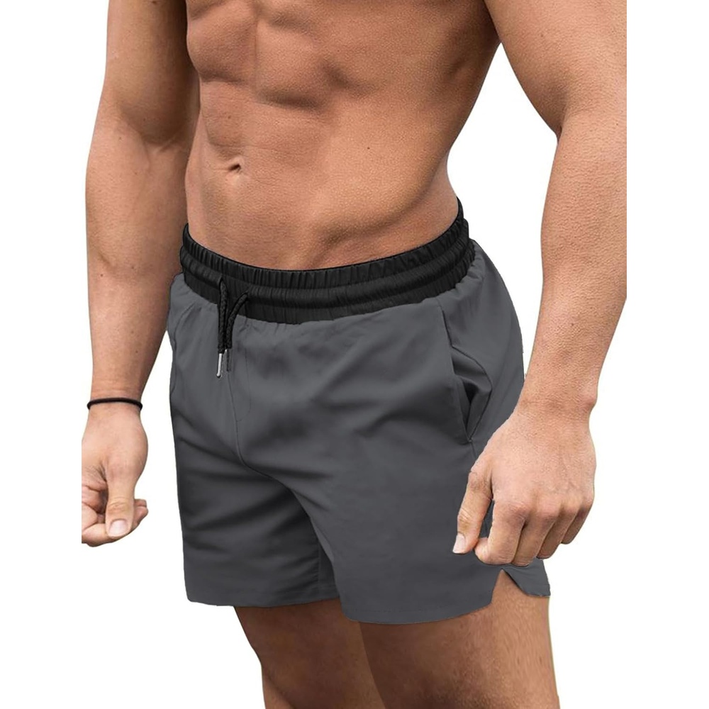 image:imageCOOFANDY Mens Swim Trunks Quick Dry Board Shorts Swimwear Bathing Suit Quick Dry Four Way Stretch Fabric3 inch InseamSide PocketsGrey and Black