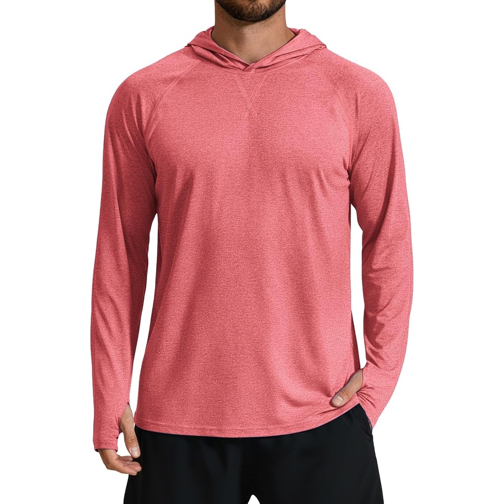 image:imageCOOFANDY Mens UPF 50 Fishing Shirt Lightweight Quick Dry UV Sun Protection Hoodie Long Sleeve SPF Hiking Running Rash GuardTrue Red