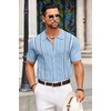COOFANDY Knit Shirts for Men Casual Short Sleeve Button Down Shirts Summer Beach Stretch Fit Collared Shirts(Blue)