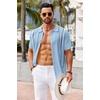 COOFANDY Knit Shirts for Men Casual Short Sleeve Button Down Shirts Summer Beach Stretch Fit Collared Shirts(Blue)
