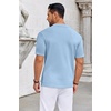 COOFANDY Knit Shirts for Men Casual Short Sleeve Button Down Shirts Summer Beach Stretch Fit Collared Shirts(Blue)