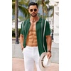COOFANDY Knit Shirts for Men Casual Short Sleeve Button Down Shirts Summer Beach Stretch Fit Collared Shirts(Dark Green)