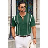COOFANDY Knit Shirts for Men Casual Short Sleeve Button Down Shirts Summer Beach Stretch Fit Collared Shirts(Dark Green)