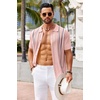 COOFANDY Knit Shirts for Men Casual Short Sleeve Button Down Shirts Summer Beach Stretch Fit Collared Shirts(Dusty Rose)