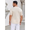 COOFANDY Knit Shirts for Men Casual Short Sleeve Button Down Shirts Summer Beach Stretch Fit Collared Shirts(Khaki)