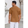 COOFANDY Knit Shirts for Men Casual Short Sleeve Button Down Shirts Summer Beach Stretch Fit Collared Shirts(Light Brown)