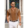 COOFANDY Knit Shirts for Men Casual Short Sleeve Button Down Shirts Summer Beach Stretch Fit Collared Shirts(Light Brown)