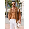 COOFANDY Knit Shirts for Men Casual Short Sleeve Button Down Shirts Summer Beach Stretch Fit Collared Shirts(Light Brown)