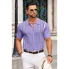 COOFANDY Knit Shirts for Men Casual Short Sleeve Button Down Shirts Summer Beach Stretch Fit Collared Shirts(Lilac)