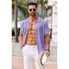 COOFANDY Knit Shirts for Men Casual Short Sleeve Button Down Shirts Summer Beach Stretch Fit Collared Shirts(Lilac)