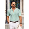 COOFANDY Knit Shirts for Men Casual Short Sleeve Button Down Shirts Summer Beach Stretch Fit Collared Shirts(Mint Green)