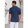 COOFANDY Knit Shirts for Men Casual Short Sleeve Button Down Shirts Summer Beach Stretch Fit Collared Shirts(Navy)