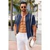 COOFANDY Knit Shirts for Men Casual Short Sleeve Button Down Shirts Summer Beach Stretch Fit Collared Shirts(Navy)