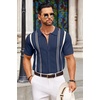 COOFANDY Knit Shirts for Men Casual Short Sleeve Button Down Shirts Summer Beach Stretch Fit Collared Shirts(Navy)
