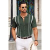COOFANDY Knit Shirts for Men Casual Short Sleeve Button Down Shirts Summer Beach Stretch Fit Collared Shirts(Olive Green)