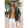 COOFANDY Knit Shirts for Men Casual Short Sleeve Button Down Shirts Summer Beach Stretch Fit Collared Shirts(Olive Green)