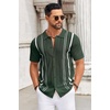 COOFANDY Knit Shirts for Men Casual Short Sleeve Button Down Shirts Summer Beach Stretch Fit Collared Shirts(Olive Green)