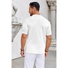 COOFANDY Knit Shirts for Men Casual Short Sleeve Button Down Shirts Summer Beach Stretch Fit Collared Shirts(White)