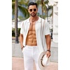 COOFANDY Knit Shirts for Men Casual Short Sleeve Button Down Shirts Summer Beach Stretch Fit Collared Shirts(White)