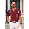 COOFANDY Knit Shirts for Men Casual Short Sleeve Button Down Shirts Summer Beach Stretch Fit Collared Shirts(Wine)