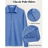 COOFANDY Long Sleeve Polo Shirts for Men Moisture Wicking Athletic Sweatshirt Knit Polos (Blue, XX-Large)