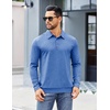 COOFANDY Long Sleeve Polo Shirts for Men Moisture Wicking Athletic Sweatshirt Knit Polos (Blue, XX-Large)