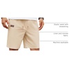COOFANDY Men Linen Beach Shorts Casual Drawstring Summer Vacation Shorts | Elastic Waist, Lightweight Stretch Short, 9 Inch Inseam, Slim Fit, Holiday Vacation Shorts, Flat Front Short, Hawaiian Style(Light Khaki)