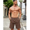 COOFANDY Men Linen Beach Shorts Casual Drawstring Summer Vacation Shorts | Elastic Waist, Lightweight Stretch Short, 9 Inch Inseam, Slim Fit, Holiday Vacation Shorts, Flat Front Short, Hawaiian Style(Brown)