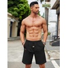 COOFANDY Men Linen Beach Shorts Casual Drawstring Summer Vacation Shorts | Elastic Waist, Lightweight Stretch Short, 9 Inch Inseam, Slim Fit, Holiday Vacation Shorts, Flat Front Short, Hawaiian Style(Black)