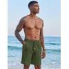 COOFANDY Men Linen Beach Shorts Casual Drawstring Summer Vacation Shorts | Elastic Waist, Lightweight Stretch Short, 9 Inch Inseam, Slim Fit, Holiday Vacation Shorts, Flat Front Short, Hawaiian Style(Army Green)