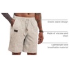 COOFANDY Men Linen Beach Shorts Casual Drawstring Summer Vacation Shorts | Elastic Waist, Lightweight Stretch Short, 9 Inch Inseam, Slim Fit, Holiday Vacation Shorts, Flat Front Short, Hawaiian Style(Z Khaki/Navy Blue)