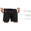 COOFANDY Men Linen Beach Shorts Casual Drawstring Summer Vacation Shorts | Elastic Waist, Lightweight Stretch Short, 9 Inch Inseam, Slim Fit, Holiday Vacation Shorts, Flat Front Short, Hawaiian Style(Black)