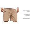 COOFANDY Men Linen Beach Shorts Casual Drawstring Summer Vacation Shorts | Elastic Waist, Lightweight Stretch Short, 9 Inch Inseam, Slim Fit, Holiday Vacation Shorts, Flat Front Short, Hawaiian Style(Dark Khaki)