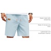 COOFANDY Men Linen Beach Shorts Casual Drawstring Summer Vacation Shorts | Elastic Waist, Lightweight Stretch Short, 9 Inch Inseam, Slim Fit, Holiday Vacation Shorts, Flat Front Short, Hawaiian Style(Light Blue)