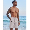 COOFANDY Men Linen Beach Shorts Casual Drawstring Summer Vacation Shorts | Elastic Waist, Lightweight Stretch Short, 9 Inch Inseam, Slim Fit, Holiday Vacation Shorts, Flat Front Short, Hawaiian Style(Light Grey)