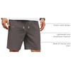 COOFANDY Men Linen Beach Shorts Casual Drawstring Summer Vacation Shorts | Elastic Waist, Lightweight Stretch Short, 9 Inch Inseam, Slim Fit, Holiday Vacation Shorts, Flat Front Short, Hawaiian Style(Dark Grey)