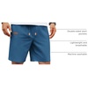 COOFANDY Men Linen Beach Shorts Casual Drawstring Summer Vacation Shorts | Elastic Waist, Lightweight Stretch Short, 9 Inch Inseam, Slim Fit, Holiday Vacation Shorts, Flat Front Short, Hawaiian Style(Dark Blue)