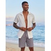 COOFANDY Men Linen Beach Shorts Casual Drawstring Summer Vacation Shorts | Elastic Waist, Lightweight Stretch Short, 9 Inch Inseam, Slim Fit, Holiday Vacation Shorts, Flat Front Short, Hawaiian Style(Medium Grey)