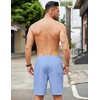 COOFANDY Men Linen Beach Shorts Casual Drawstring Summer Vacation Shorts | Elastic Waist, Lightweight Stretch Short, 9 Inch Inseam, Slim Fit, Holiday Vacation Shorts, Flat Front Short, Hawaiian Style(Sky Blue)